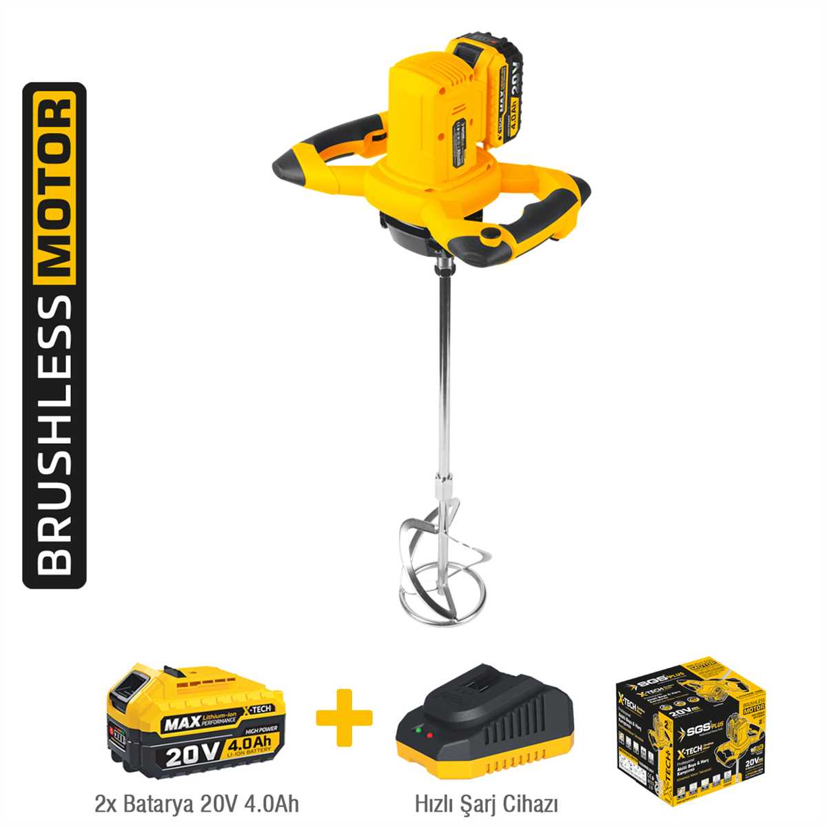 SGS Akülü Karıştırıcı Mixer 20V 2*4.0 Ah (1/Koli)✓